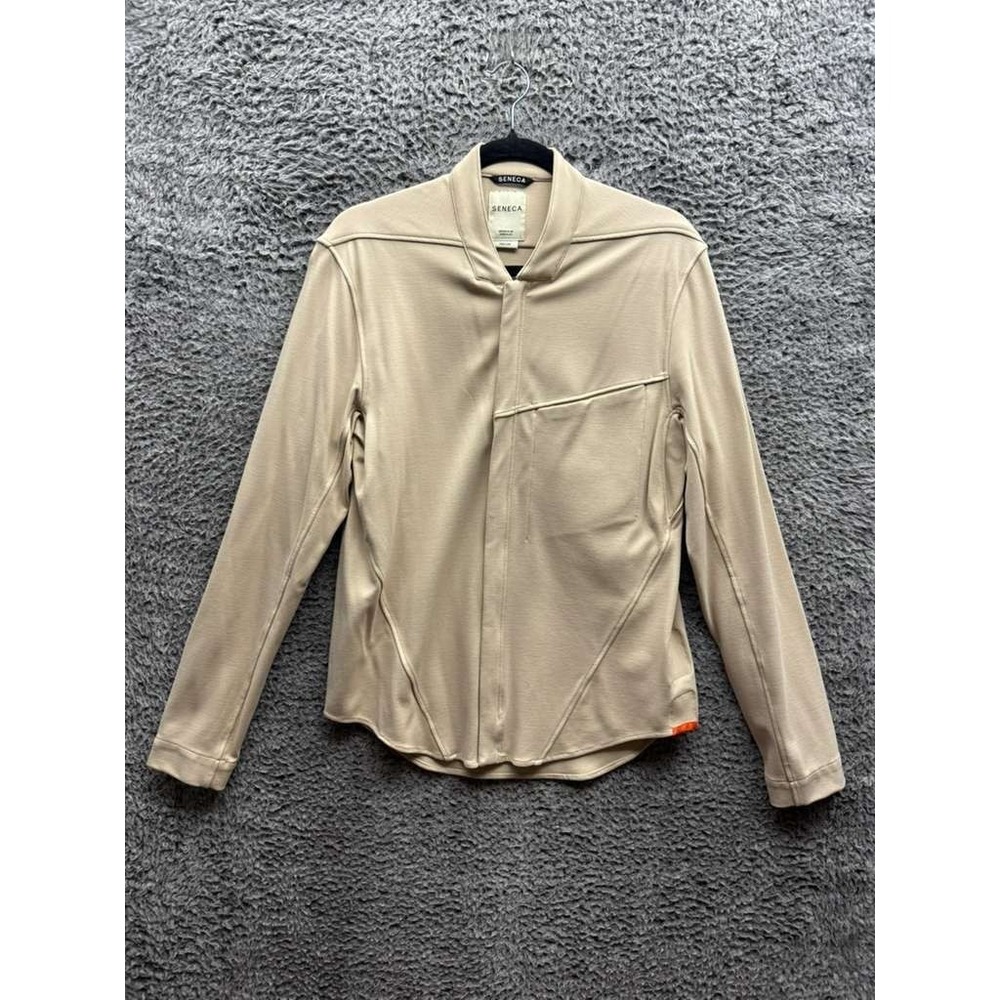 Seneca Edition 8/100 Collared Full‎ Zip Long Sleeve Shirt Beige Mens Size M